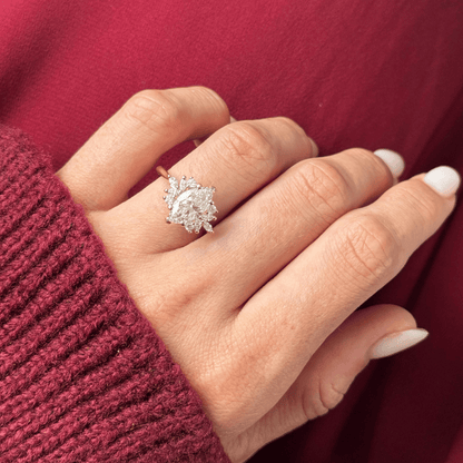 Marquise Shaped Three Stone Lab Grown Diamond Engagement Ring