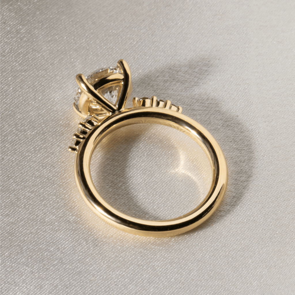 Marquise Shaped Three Stone Lab Grown Diamond Engagement Ring