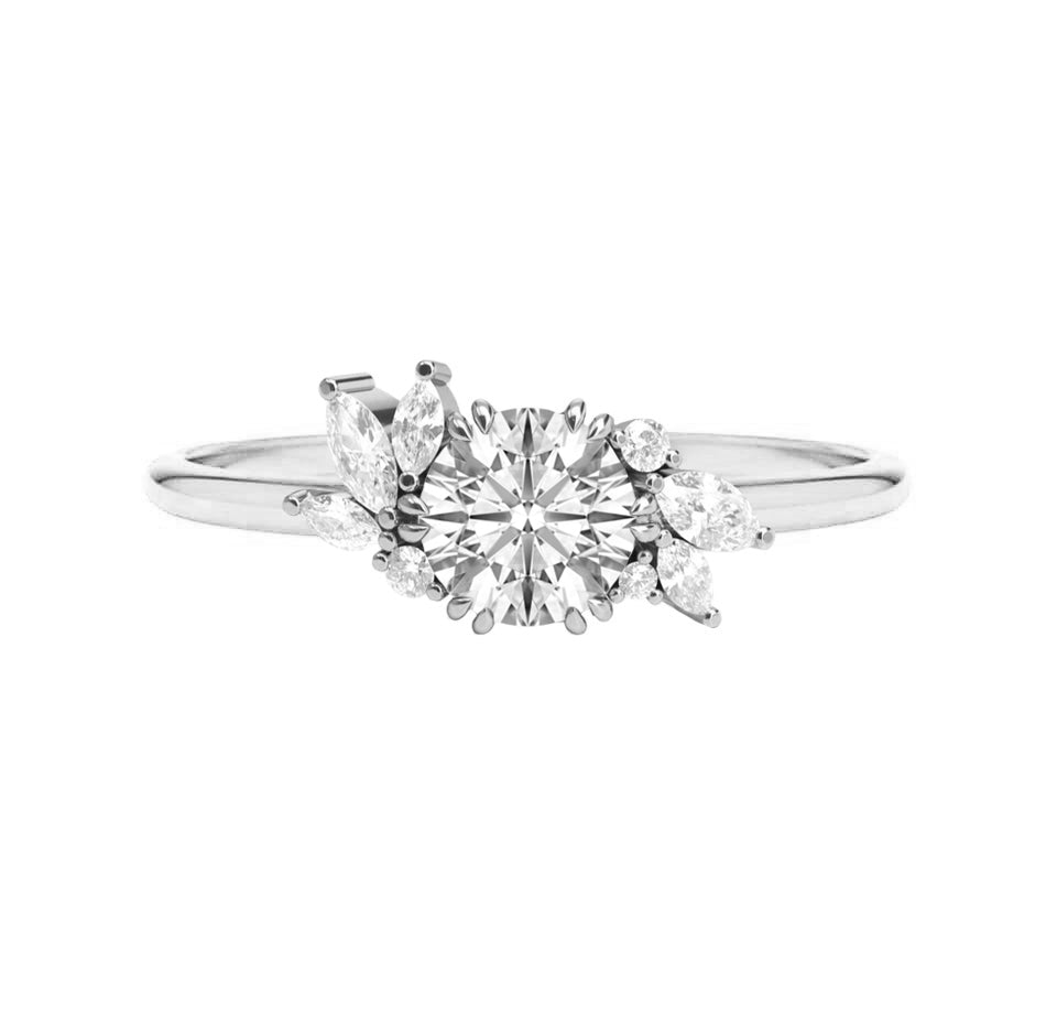 Marquise Shaped Three Stone Lab Grown Diamond Engagement Ring