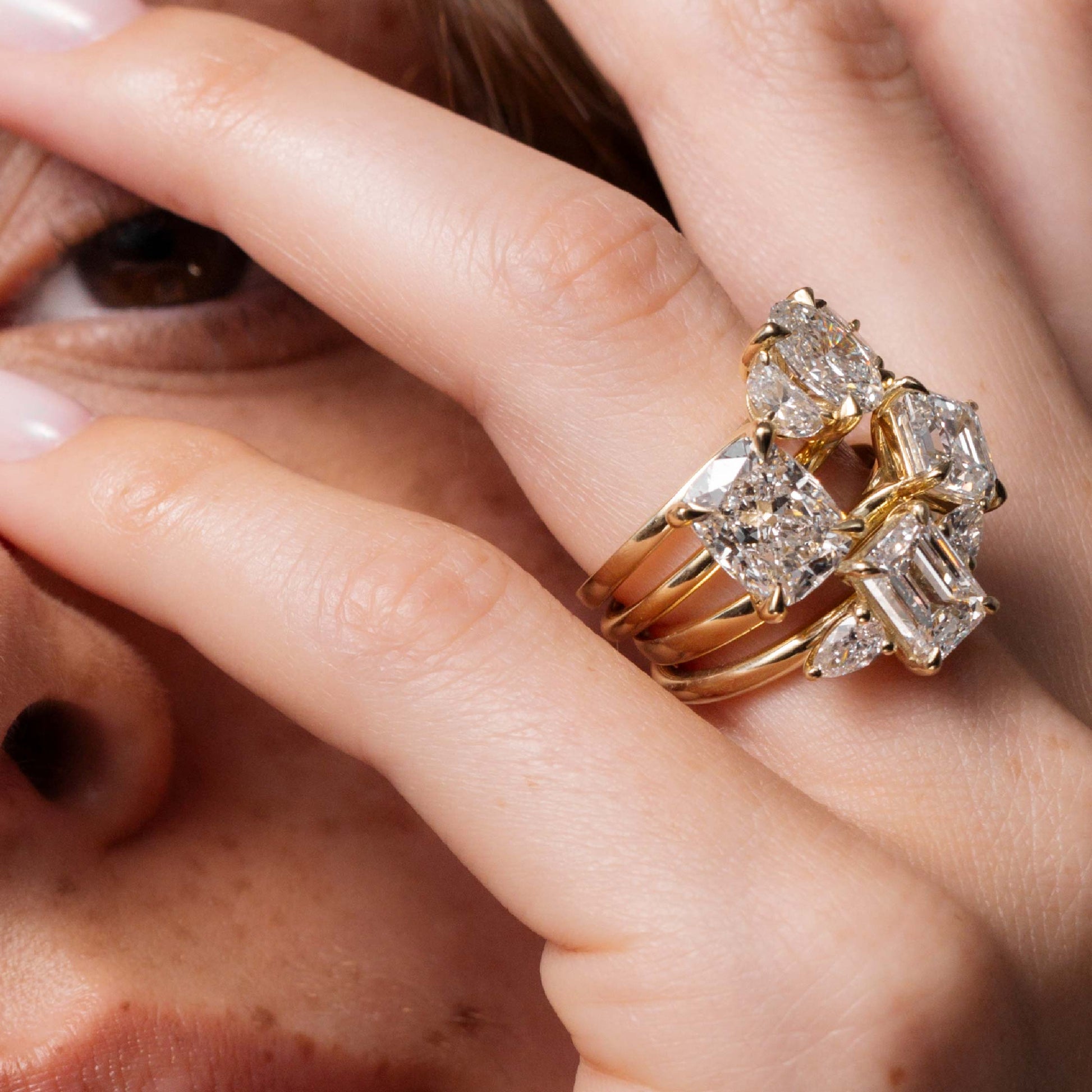 Marquise Cut Cluster Styled Lab Grown Diamond Engagement Ring