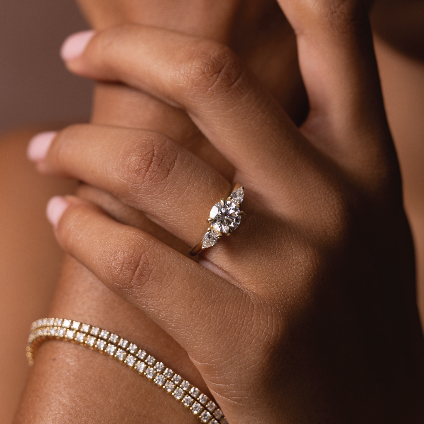 Marquise Cut Cluster Styled Lab Grown Diamond Engagement Ring