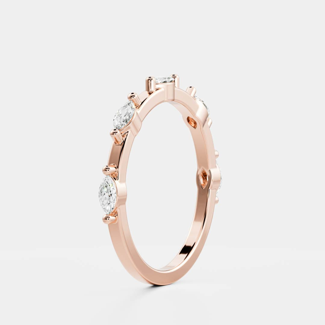 0.25 TCW Round Shaped Half Eternity Lab Grown Diamond Wedding Band