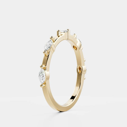 0.25 TCW Round Shaped Half Eternity Lab Grown Diamond Wedding Band