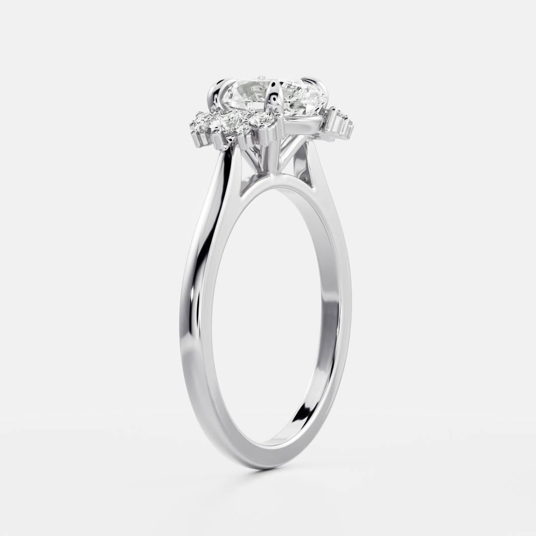 Marquise Cut Cluster Styled Lab Grown Diamond Engagement Ring