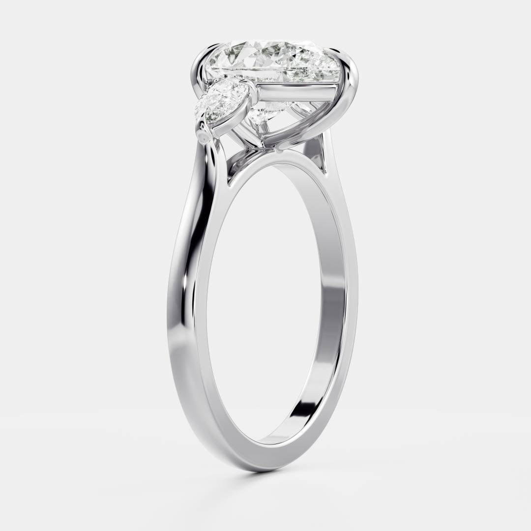 Marquise Cut Cluster Styled Lab Grown Diamond Engagement Ring