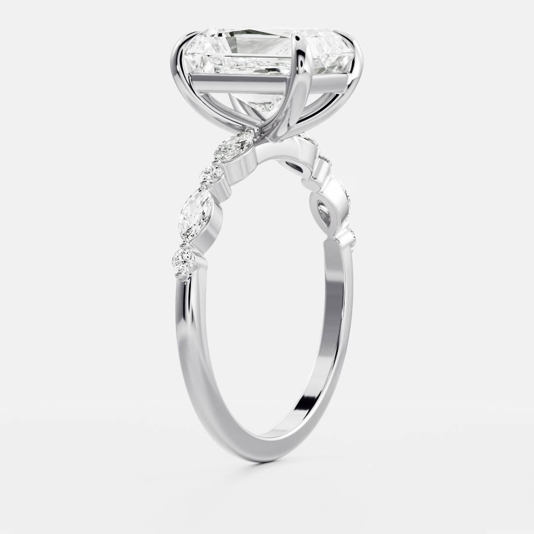 Marquise Cut Cluster Styled Lab Grown Diamond Engagement Ring