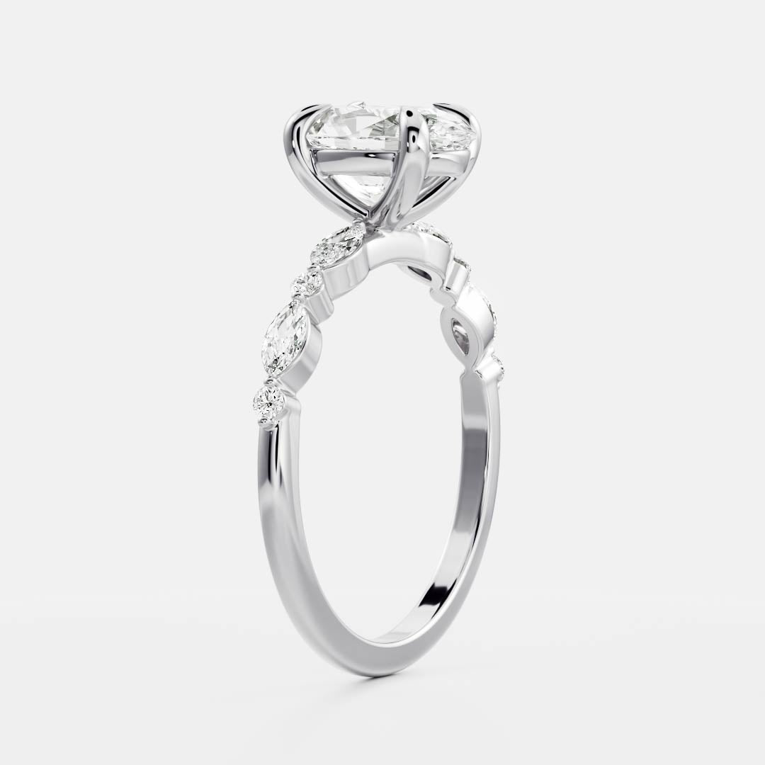 Marquise Cut Cluster Styled Lab Grown Diamond Engagement Ring