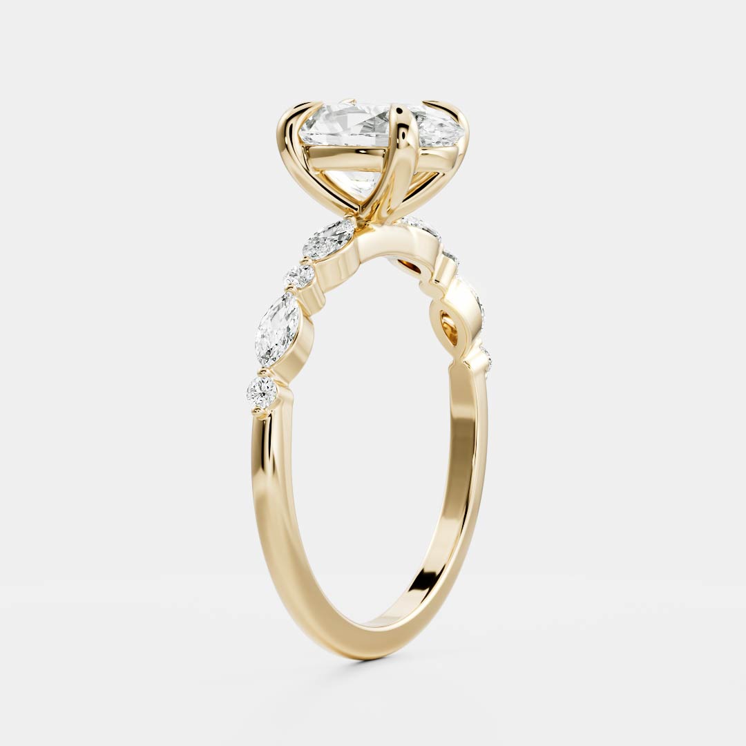Marquise Cut Cluster Styled Lab Grown Diamond Engagement Ring