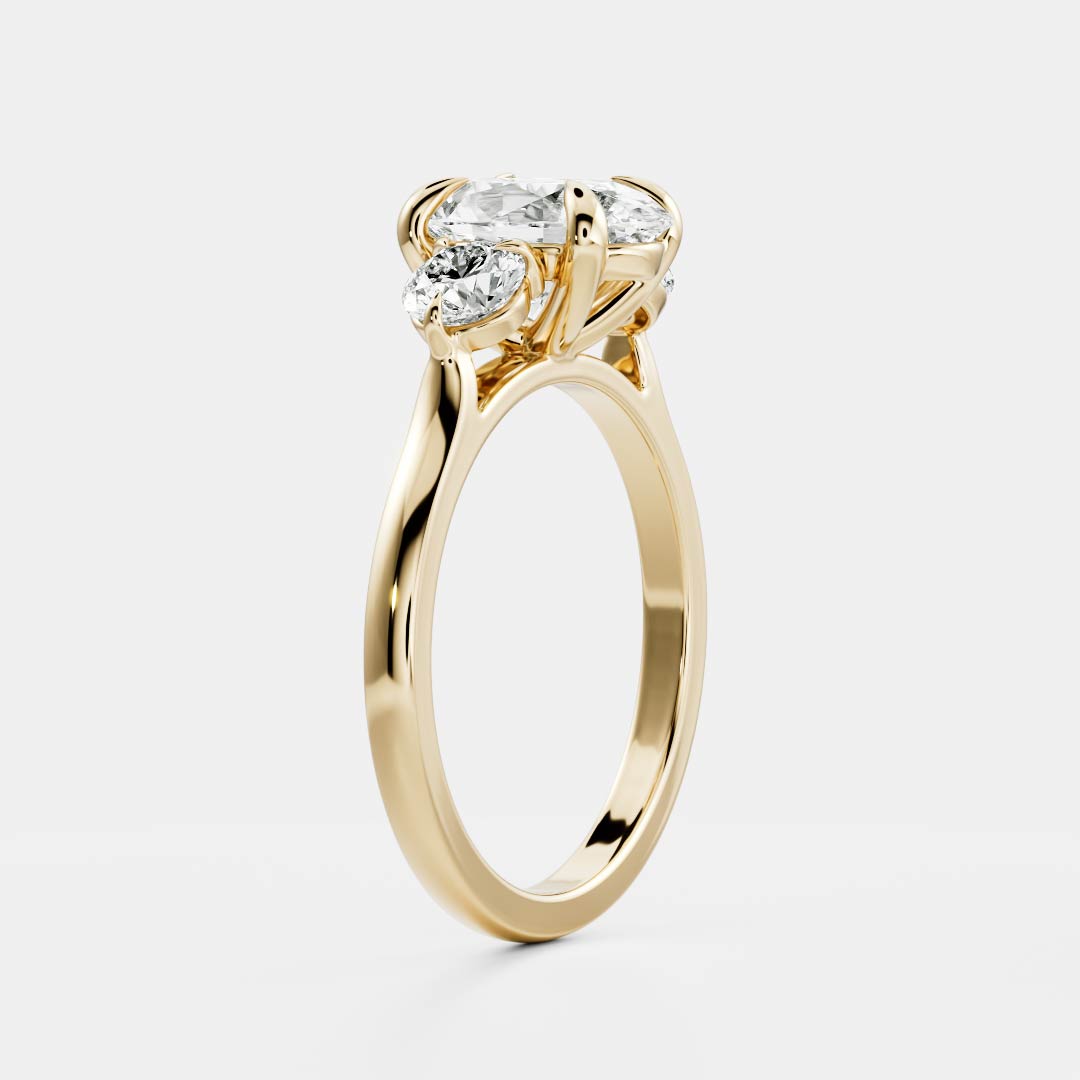 Marquise Cut Cluster Styled Lab Grown Diamond Engagement Ring