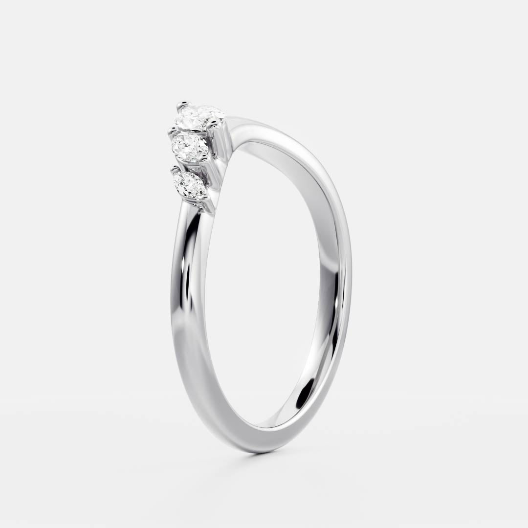 0.25 TCW Round Shaped Half Eternity Lab Grown Diamond Wedding Band