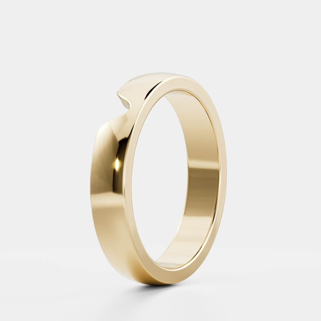 Chevron Men's Gold Wedding Band