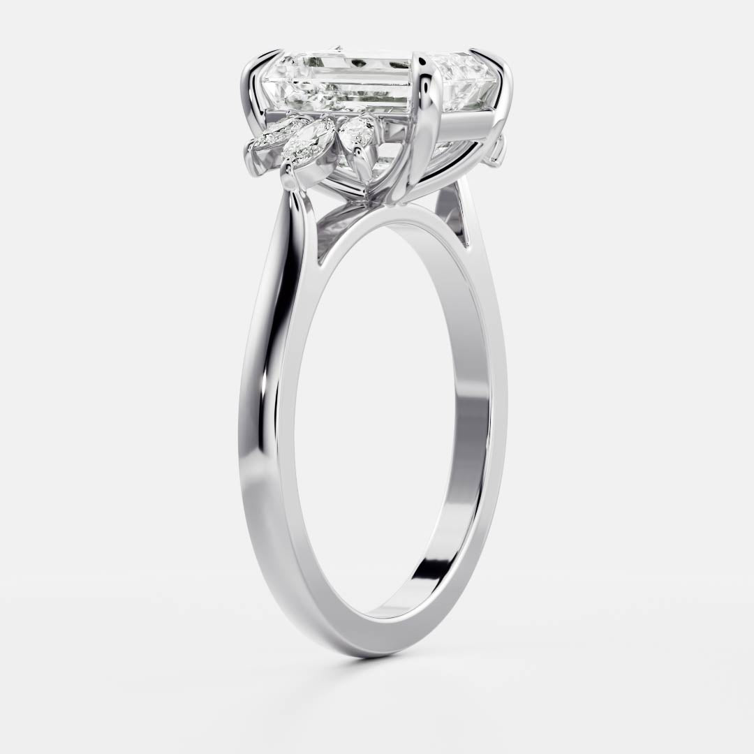 Marquise Cut Cluster Styled Lab Grown Diamond Engagement Ring