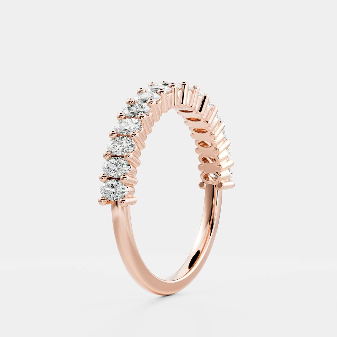 0.25 TCW Round Shaped Half Eternity Lab Grown Diamond Wedding Band