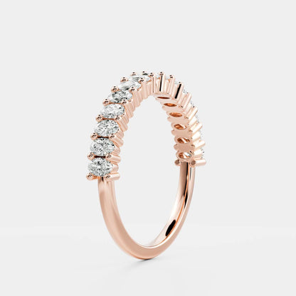 0.25 TCW Round Shaped Half Eternity Lab Grown Diamond Wedding Band