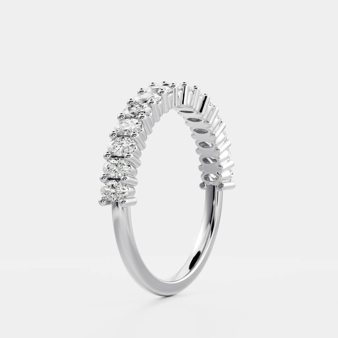 0.25 TCW Round Shaped Half Eternity Lab Grown Diamond Wedding Band