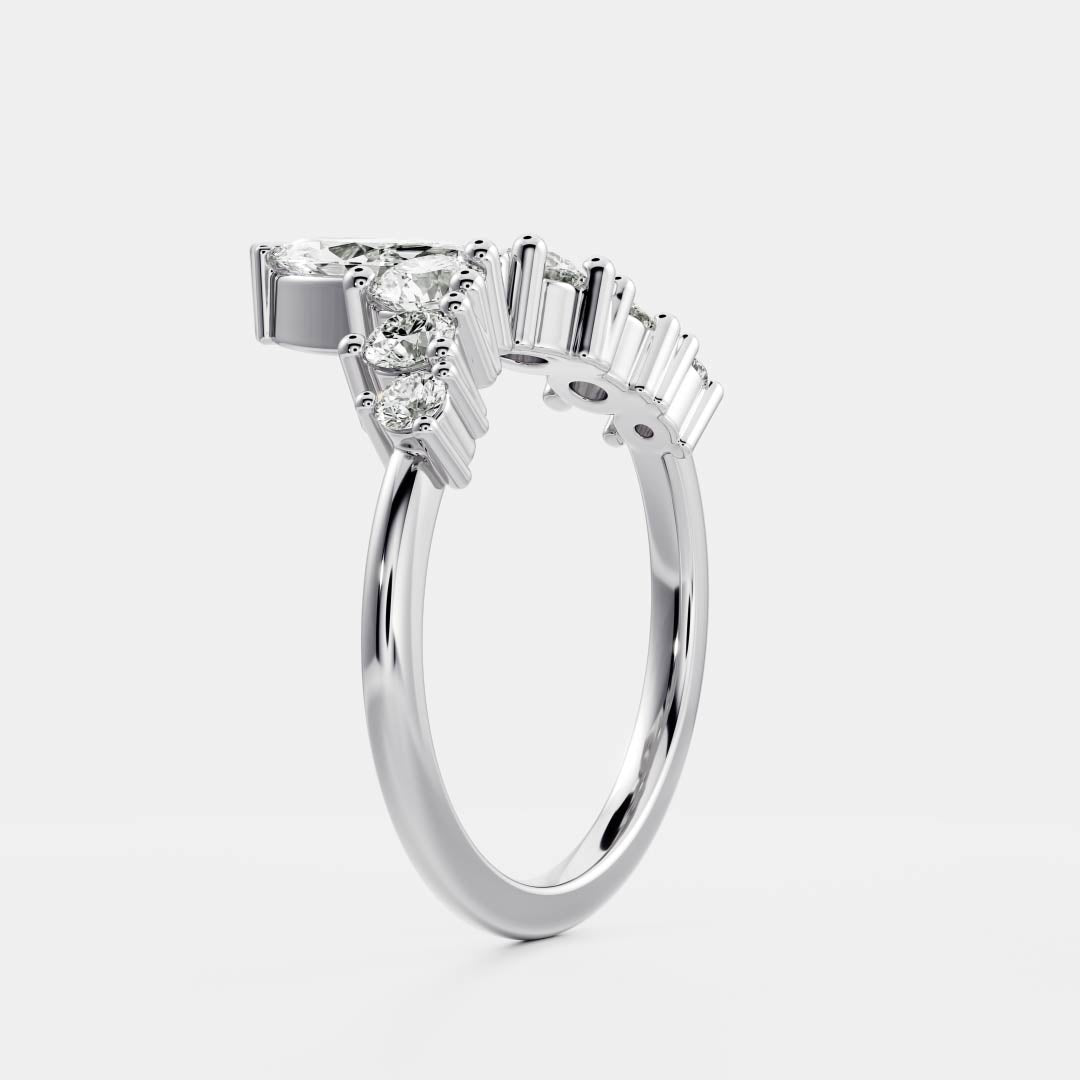 0.25 TCW Round Shaped Half Eternity Lab Grown Diamond Wedding Band