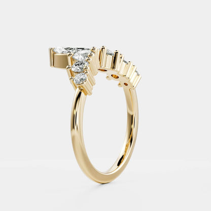 0.25 TCW Round Shaped Half Eternity Lab Grown Diamond Wedding Band