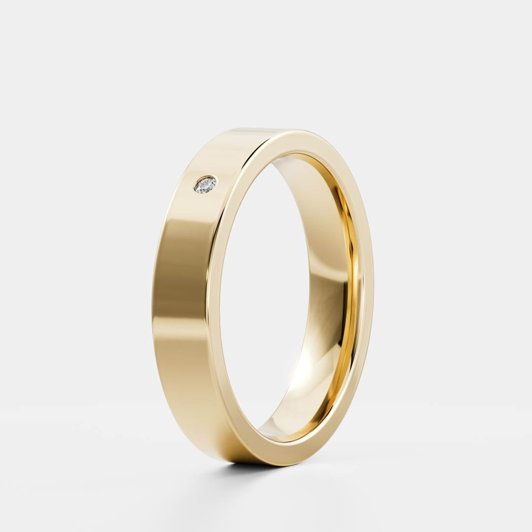 Classic Statement Single Stone Men's Gold Wedding Band