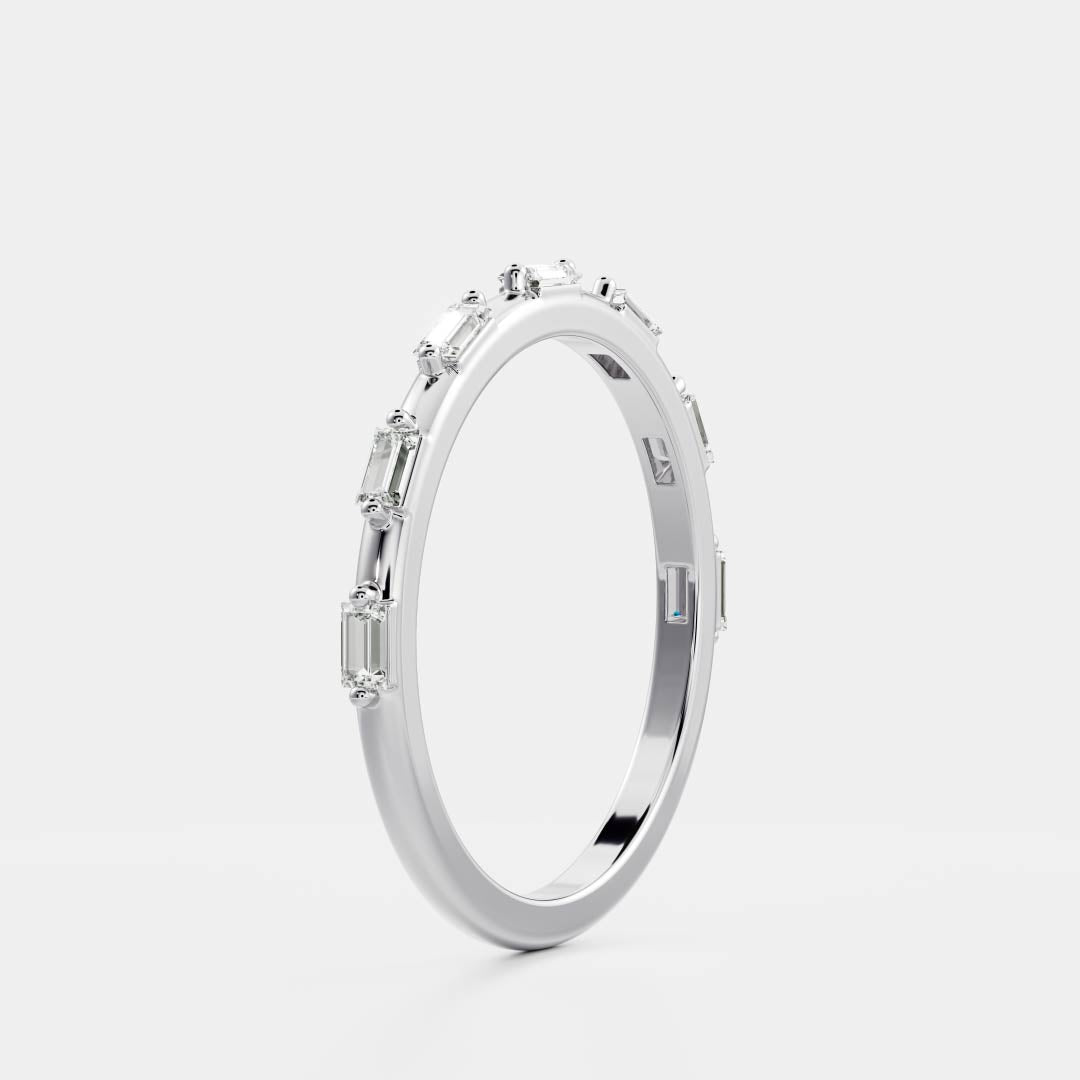 0.25 TCW Round Shaped Half Eternity Lab Grown Diamond Wedding Band