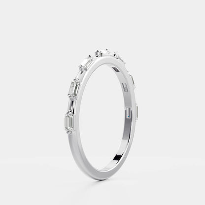 0.25 TCW Round Shaped Half Eternity Lab Grown Diamond Wedding Band