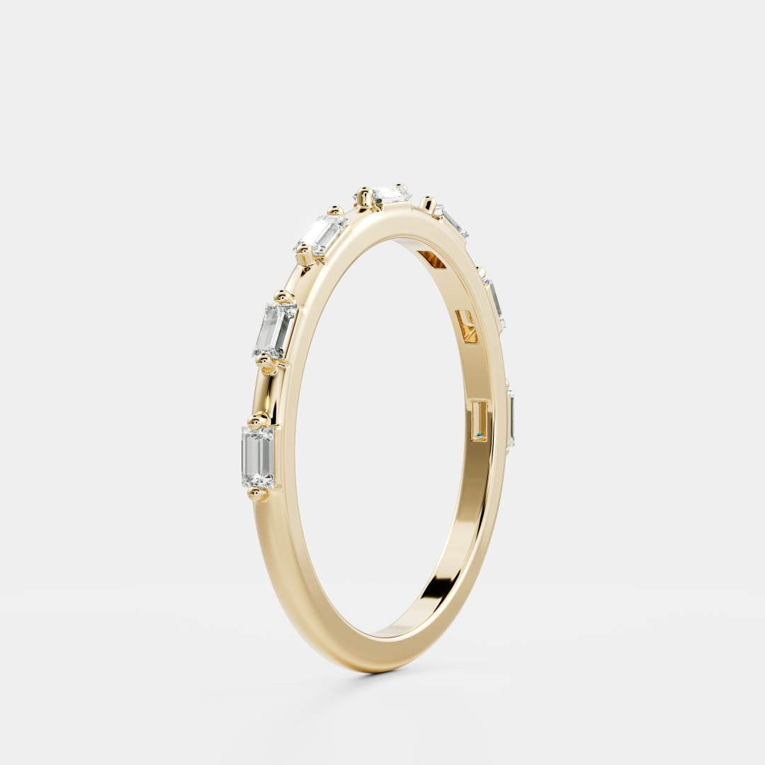 0.25 TCW Round Shaped Half Eternity Lab Grown Diamond Wedding Band