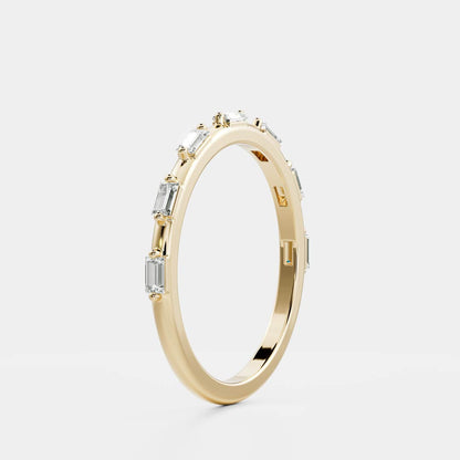 0.25 TCW Round Shaped Half Eternity Lab Grown Diamond Wedding Band