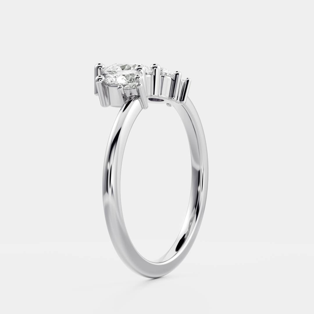 0.25 TCW Round Shaped Half Eternity Lab Grown Diamond Wedding Band