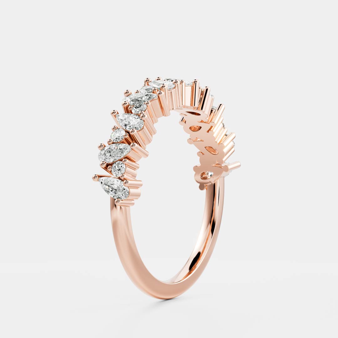 0.25 TCW Round Shaped Half Eternity Lab Grown Diamond Wedding Band