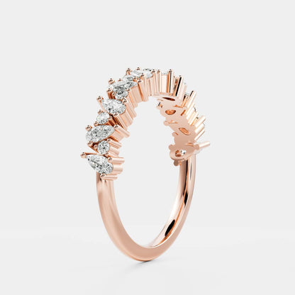 0.25 TCW Round Shaped Half Eternity Lab Grown Diamond Wedding Band