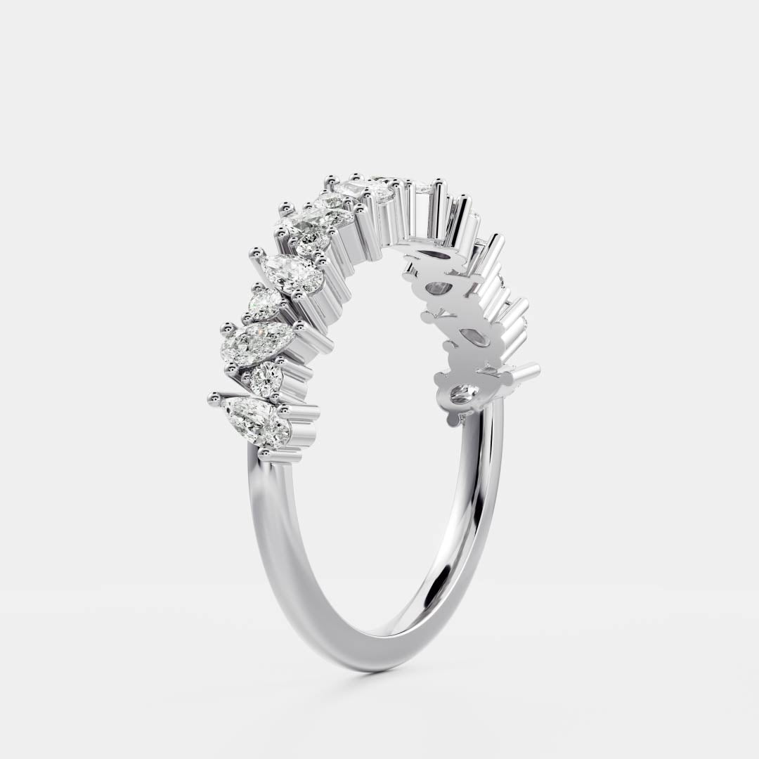 0.25 TCW Round Shaped Half Eternity Lab Grown Diamond Wedding Band