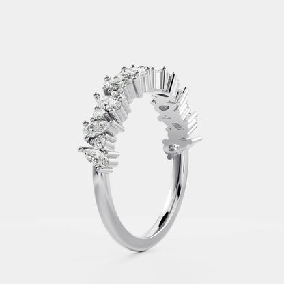 0.25 TCW Round Shaped Half Eternity Lab Grown Diamond Wedding Band