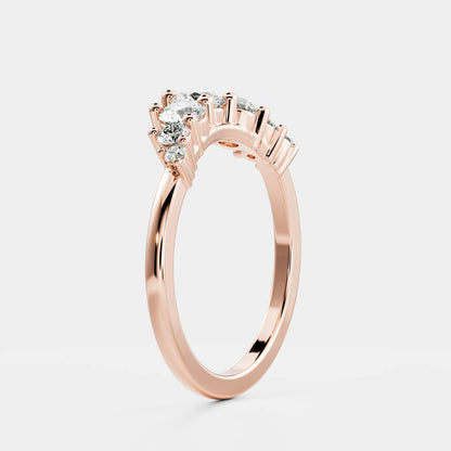 0.25 TCW Round Shaped Half Eternity Lab Grown Diamond Wedding Band