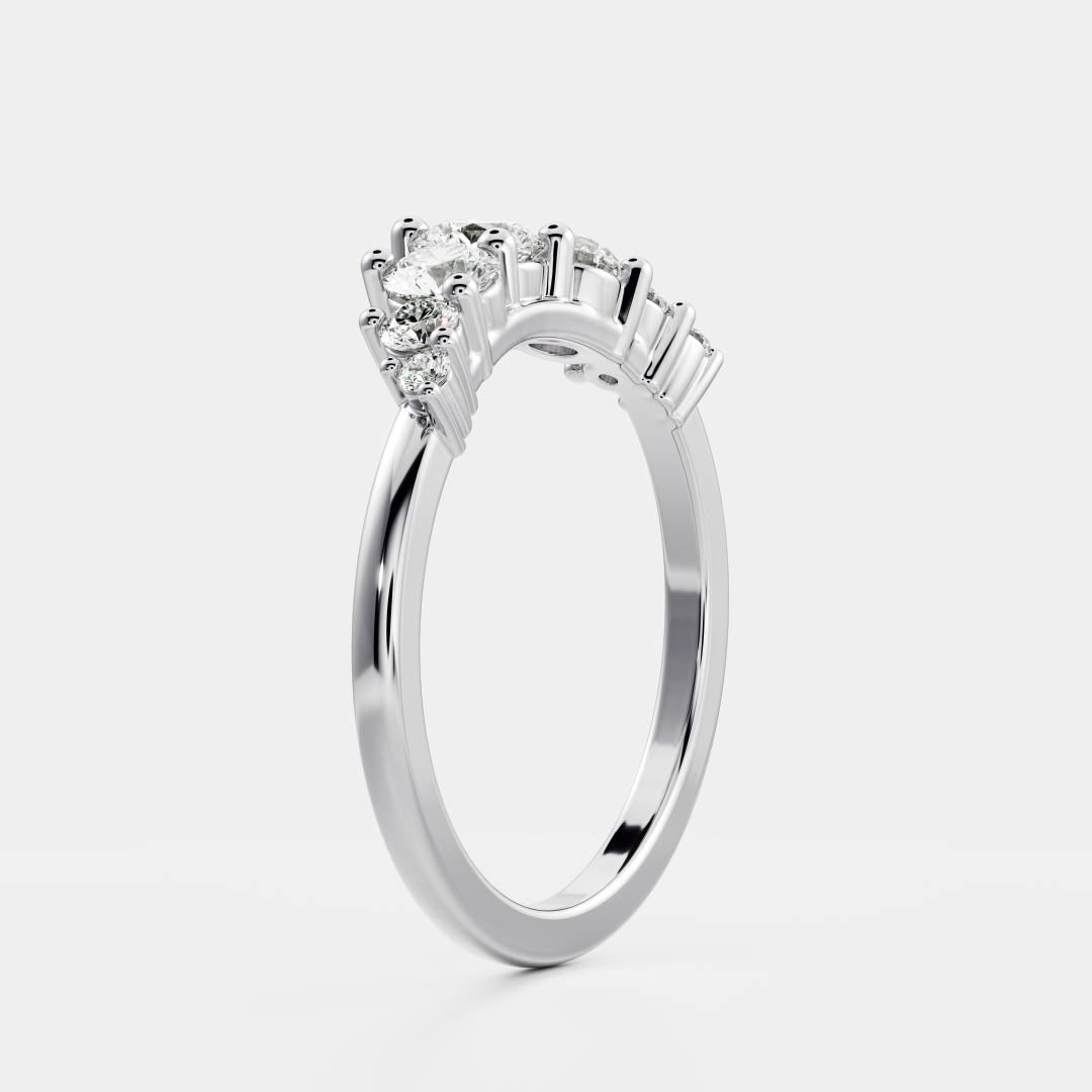 0.25 TCW Round Shaped Half Eternity Lab Grown Diamond Wedding Band