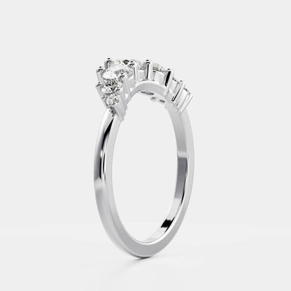 0.25 TCW Round Shaped Half Eternity Lab Grown Diamond Wedding Band