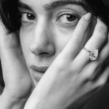 Marquise Shaped Three Stone Lab Grown Diamond Engagement Ring