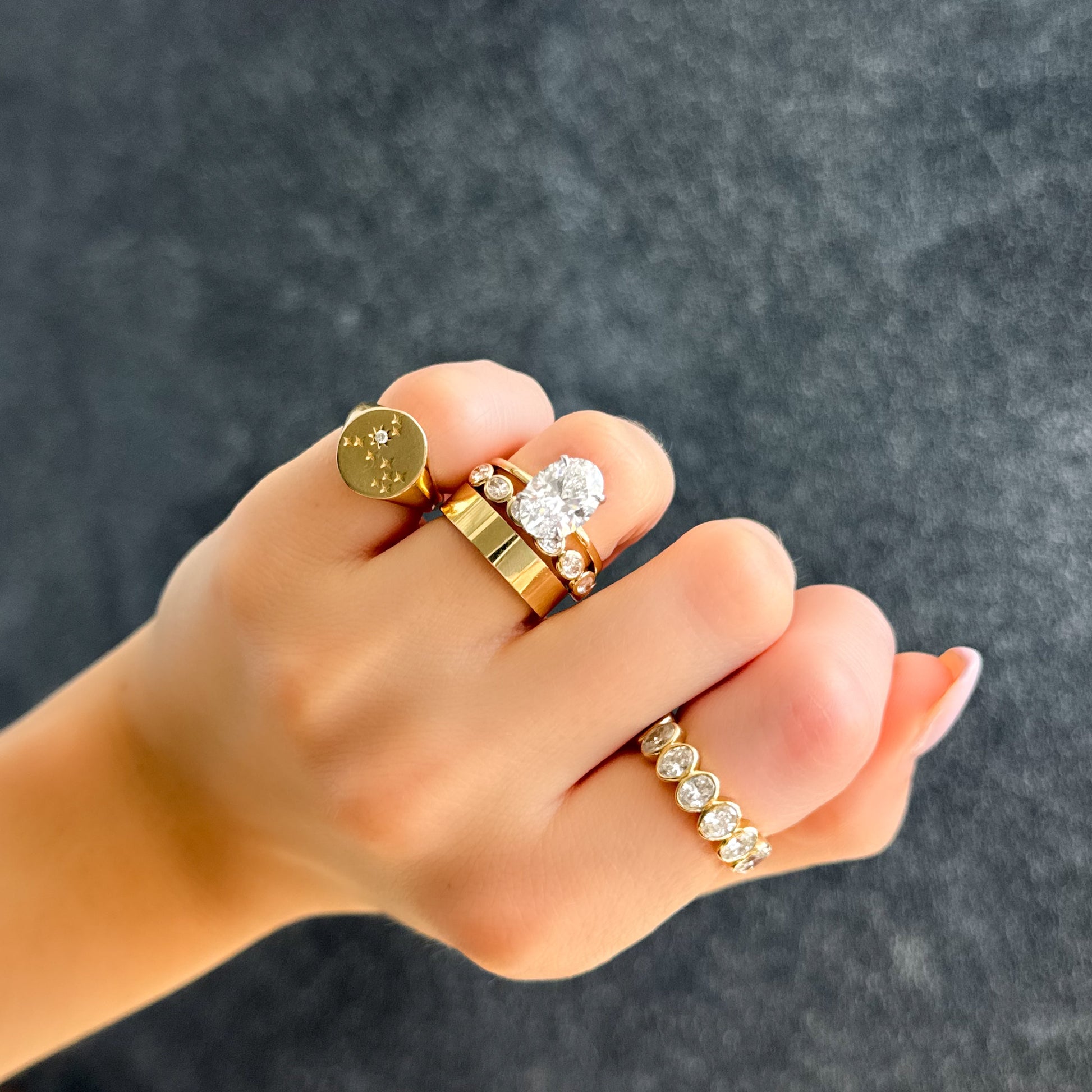 Marquise Shaped Three Stone Lab Grown Diamond Engagement Ring