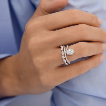 Timeless 0.9 CT Oval Cut Swirl Double Pave Unique Styled Lab Grown Diamond Engagement Ring