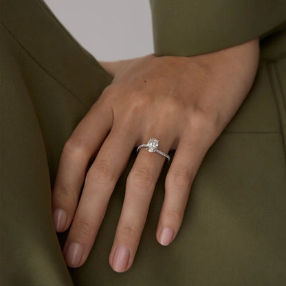 Timeless 1.1 CT Oval Cut Swirl Pave Unique Styled Lab Grown Diamond Engagement Ring