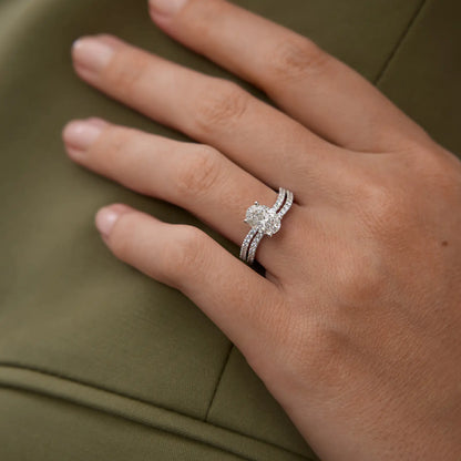 Timeless 1.1 CT Oval Cut Swirl Pave Unique Styled Lab Grown Diamond Engagement Ring