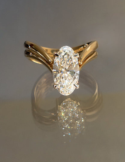 2 CT Oval Cut Solitaire Lab Grown Diamond Ring With Wrap Classic Plain Band