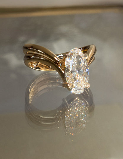 2 CT Oval Cut Solitaire Lab Grown Diamond Ring With Wrap Classic Plain Band