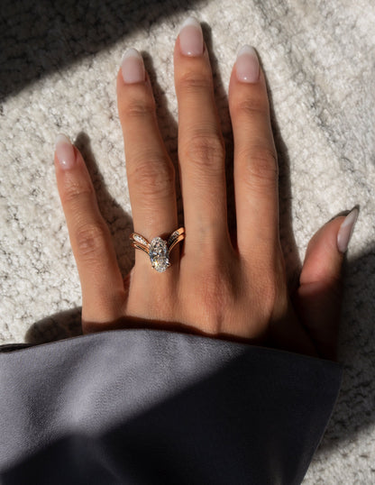 2 CT Oval Cut Solitaire Lab Grown Diamond Ring With Wrap Pave Band