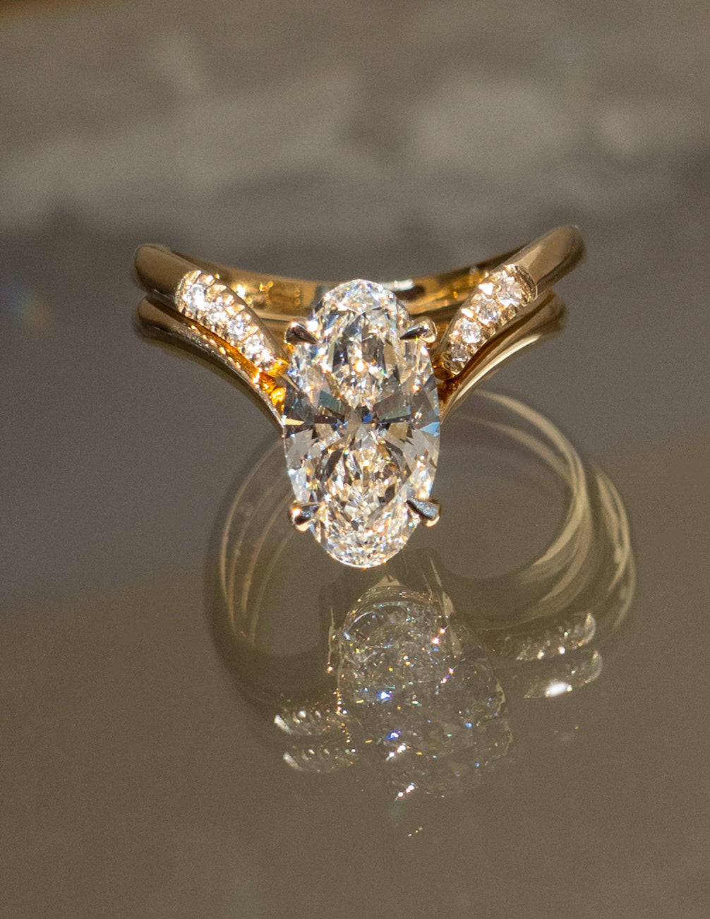 2 CT Oval Cut Solitaire Lab Grown Diamond Ring With Wrap Pave Band