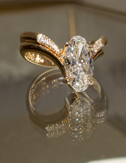 2 CT Oval Cut Solitaire Lab Grown Diamond Ring With Wrap Pave Band