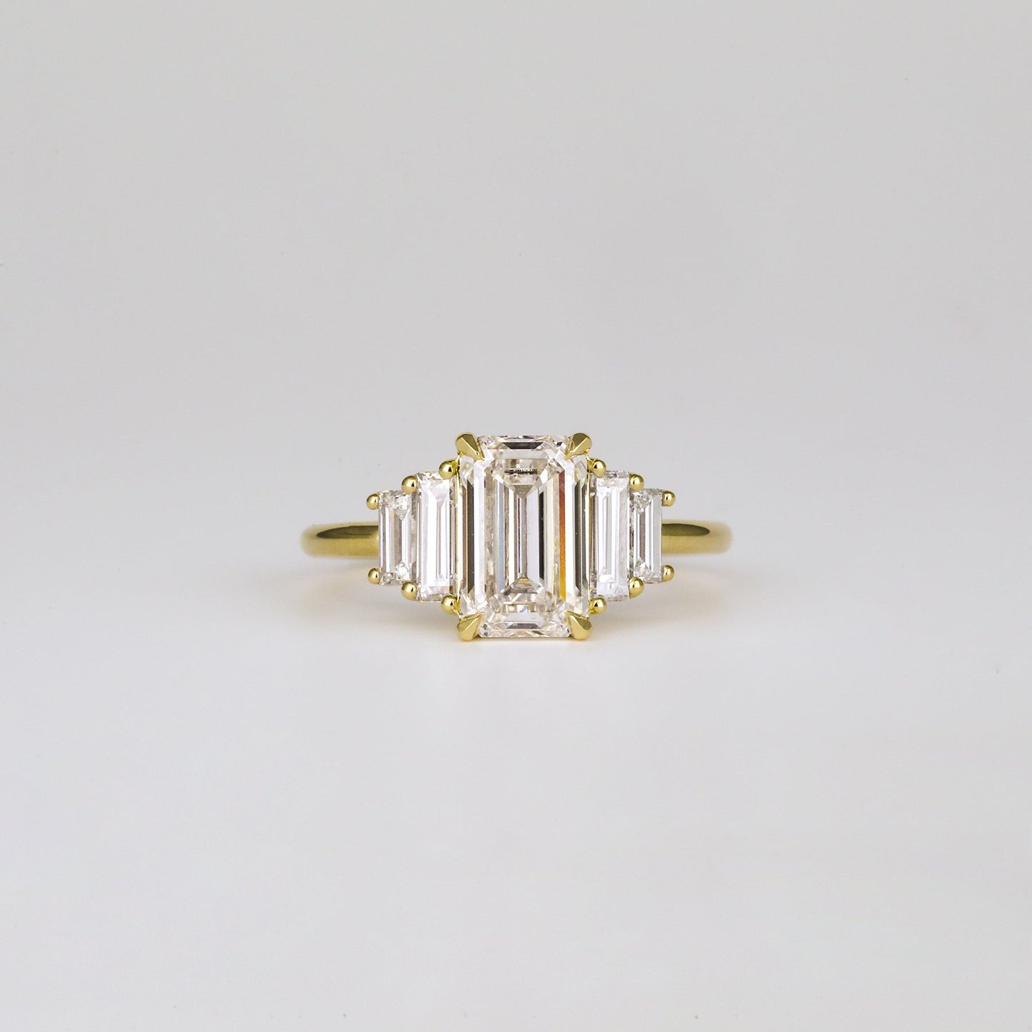1.82 CT Emerald Cut Cluster Lab Grown Diamond Engagement Ring