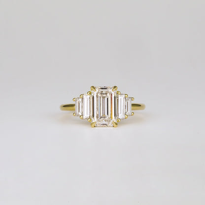 1.82 CT Emerald Cut Cluster Lab Grown Diamond Engagement Ring