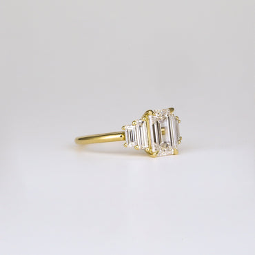 1.82 CT Emerald Cut Cluster Lab Grown Diamond Engagement Ring