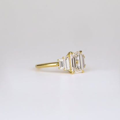 1.82 CT Emerald Cut Cluster Lab Grown Diamond Engagement Ring