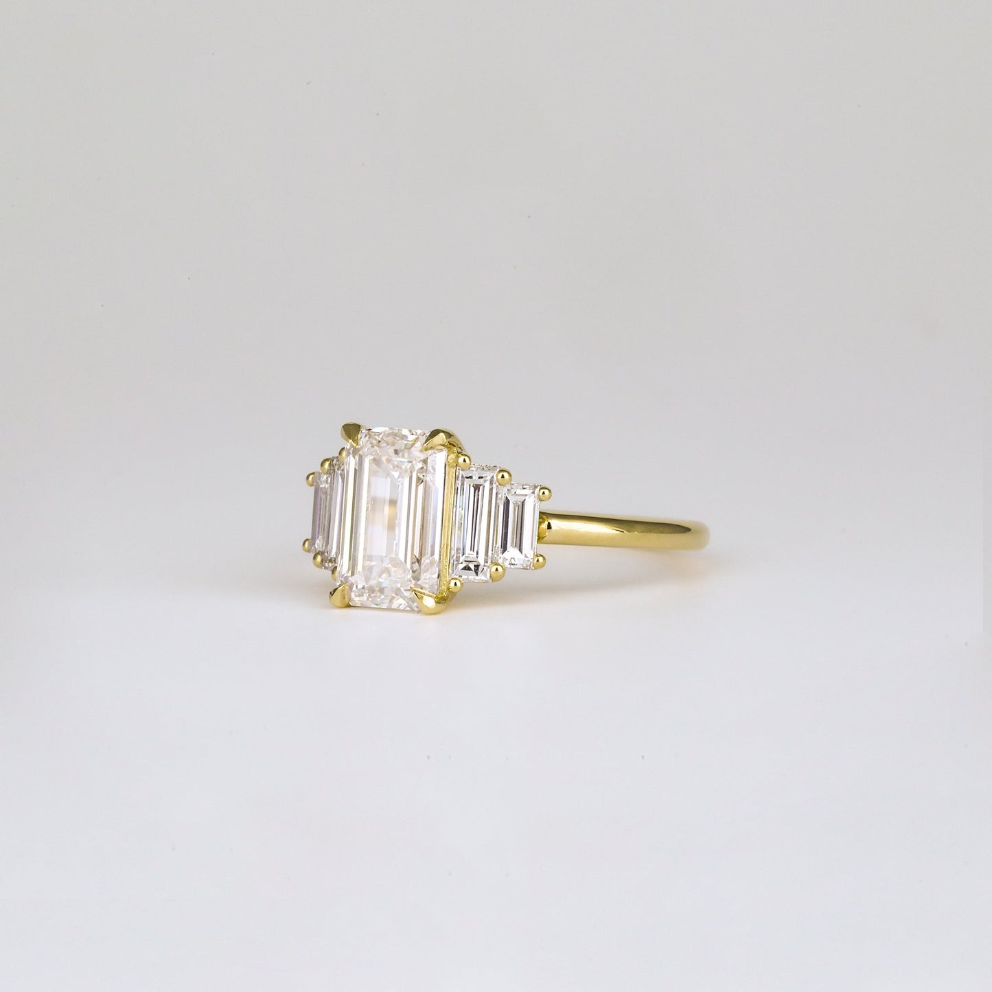 1.82 CT Emerald Cut Cluster Lab Grown Diamond Engagement Ring