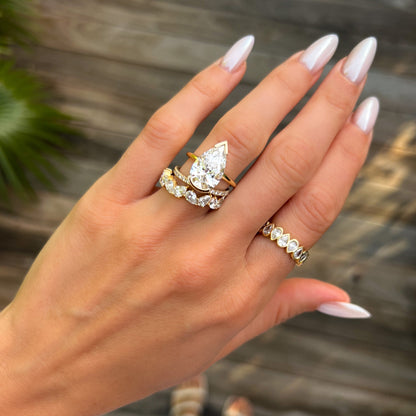 Marquise Shaped Three Stone Lab Grown Diamond Engagement Ring